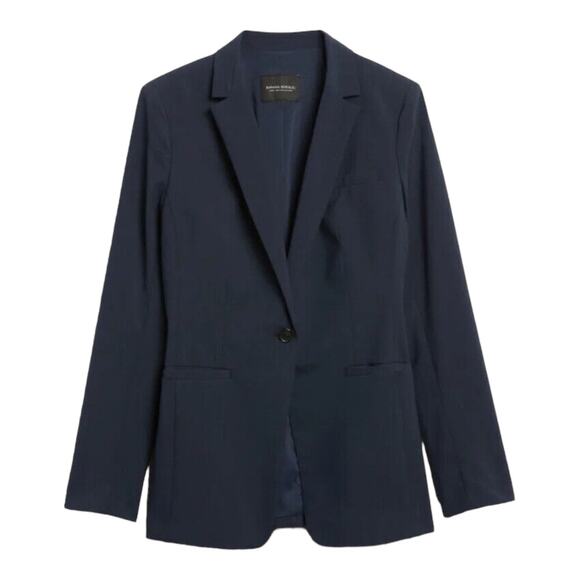 Banana Republic Long and Lean Washable Wool Blend Blazer Navy Blue Size 18 - Picture 1 of 9